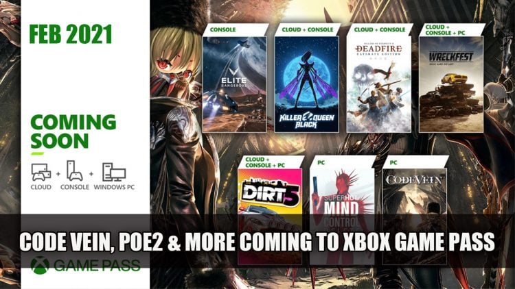 Xbox Game Pass February Games Announced Including Code Vein and Pillars of Eternity 2