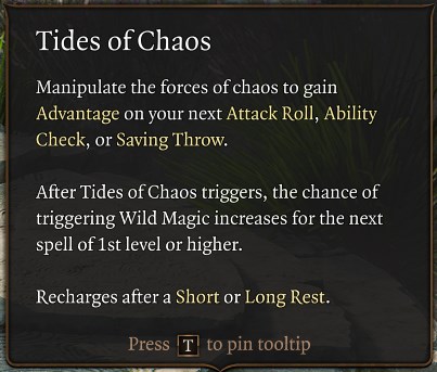 Tides of Chaos for the Wild Magic Subclass