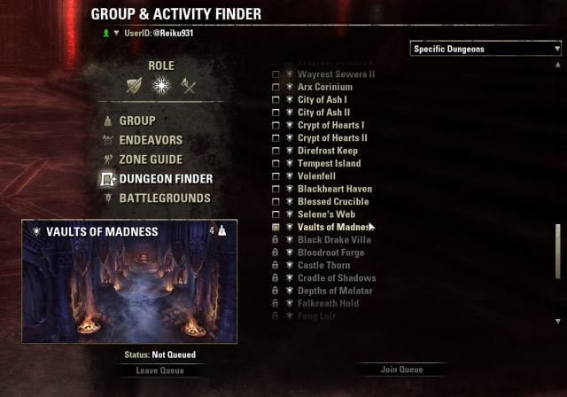 ESO Vaults of Madness Dungeon Finder