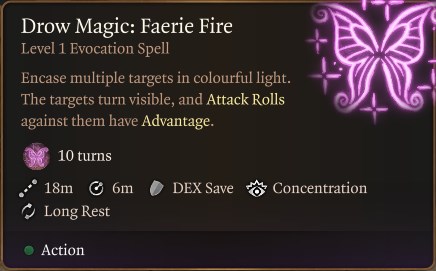 Drow Magic Faerie Fire Spell