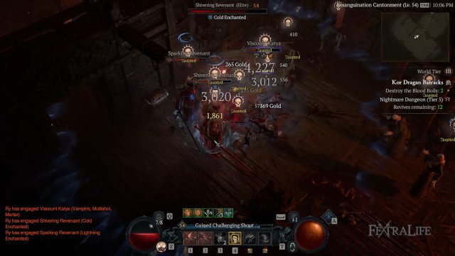 Blood-Soaked Best Diablo 4 Barbarian Build with Challenging Shot Against Mobs