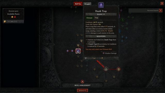 Death Trap Skill for the Trap Master Diablo 4 Rogue Build