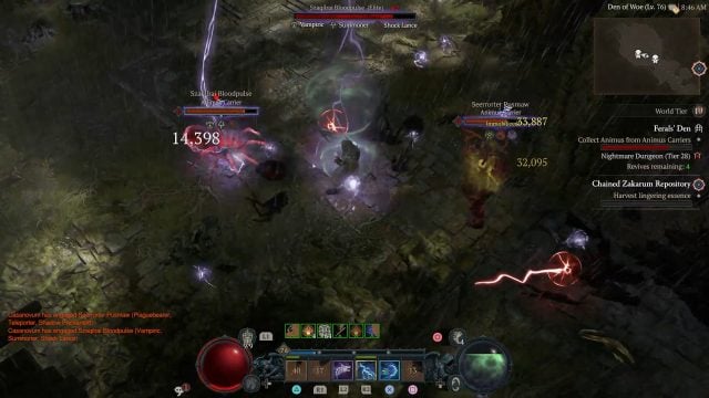 Diablo 4 Druid Howling Tempest in Combat