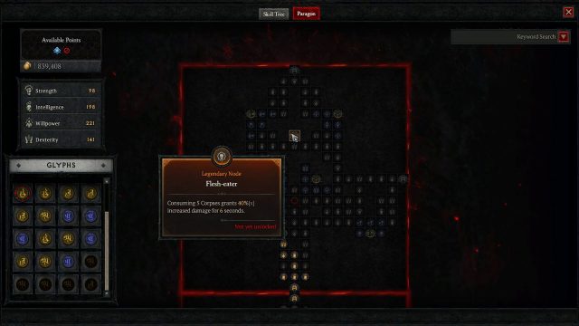 Diablo 4 Necromancer Paragon Board - Flesh-Eater